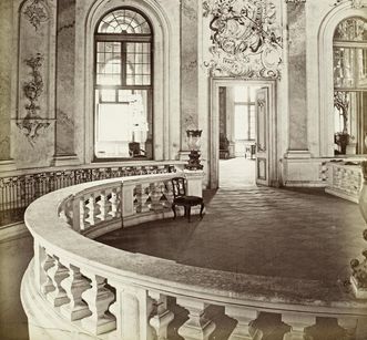 Historical photography of the Domed Hall of Bruchsal Palace, photo circa 1870