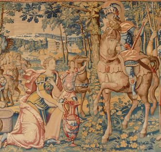 Abigail vor David, Tapisserie aus der Reihe „Szenen aus dem Alten Testament“, Schloss Bruchsal