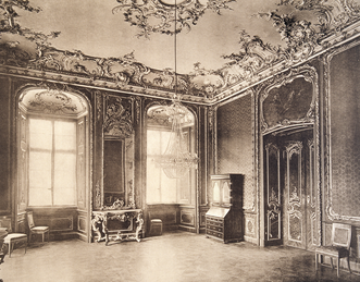 Schloss Bruchsal, Konsoltisch im Roten Zimmer, historische Aufnahme vor 1910
