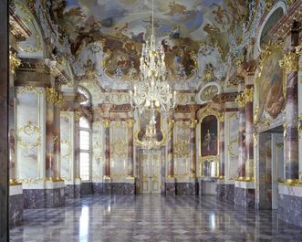 A glimpse of the Marble Hall of Bruchsal Palace