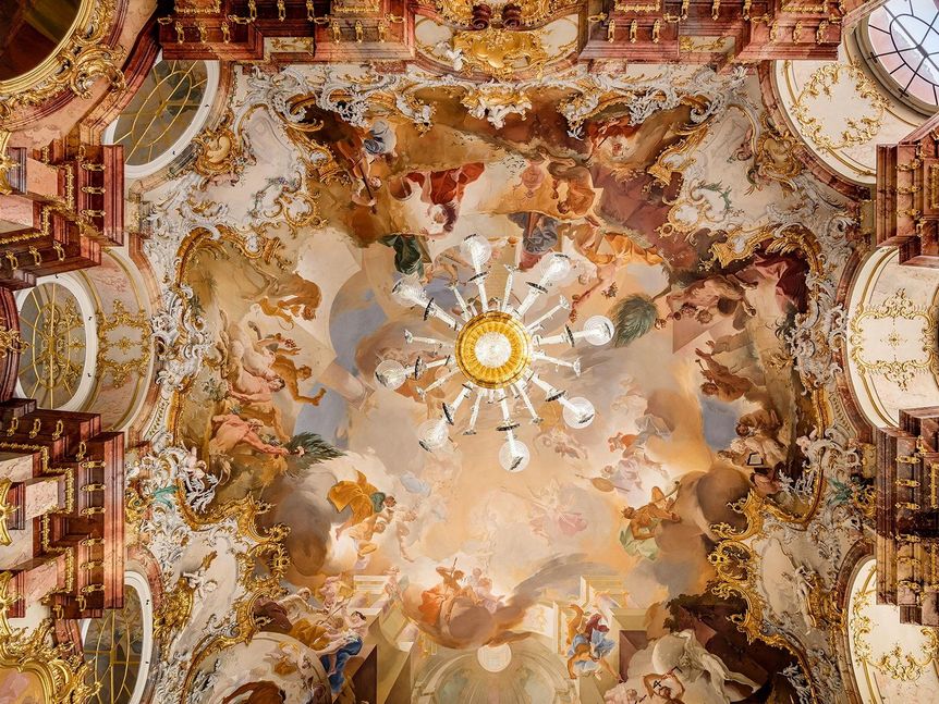 Schloss Bruchsal, Innen, Hauptbau, Marmorsaal, Gewölbe