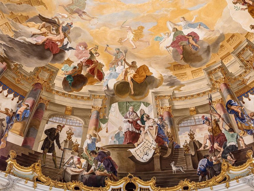 Château de Bruchsal, Peinture au plafond de la rotonde