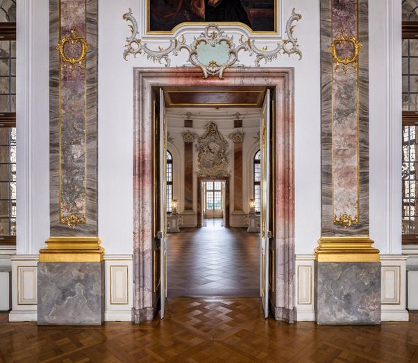 Schloss Bruchsal, Innen, Fürstensaal, Tür