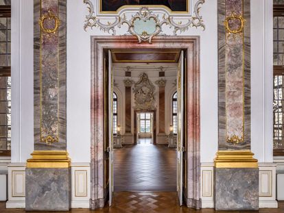 Schloss Bruchsal, Innen, Fürstensaal, Tür