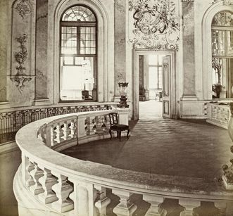 Vue historique de la salle de la Coupole du château de Bruchsal, photographie prise vers 1870 