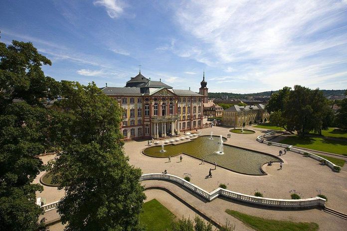 Bruchsal Palace, 	Aerial view of the gardens	