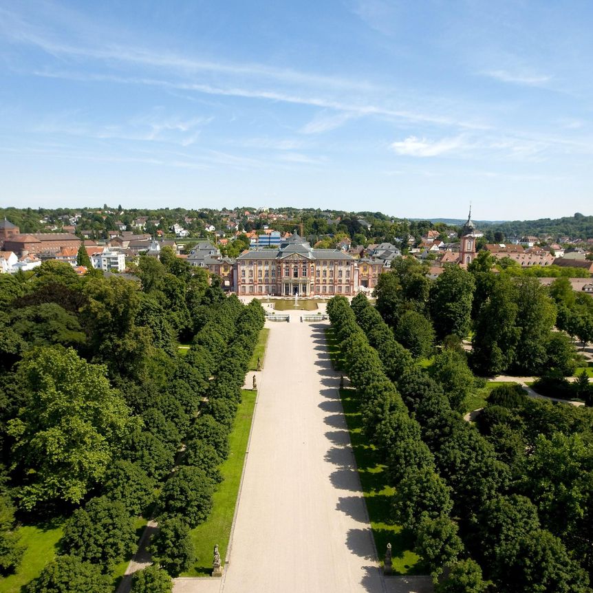 Schloss Bruchsal, Luftaufnahme der Gartenseite