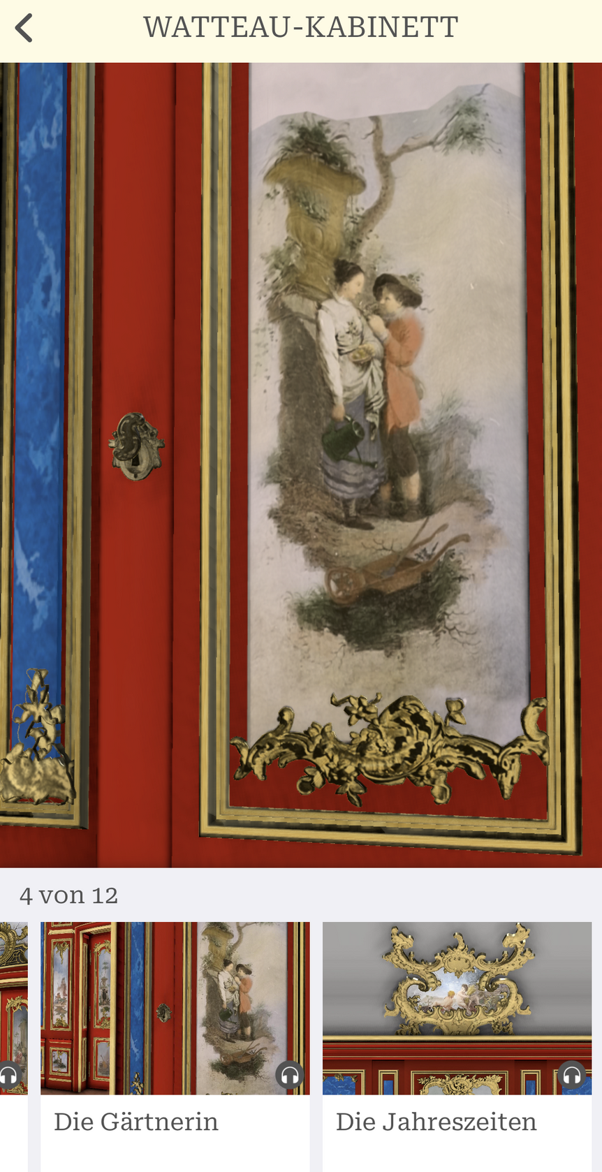 Schloss Bruchsal, App Monumente 3 D, Watteau-Kabinett