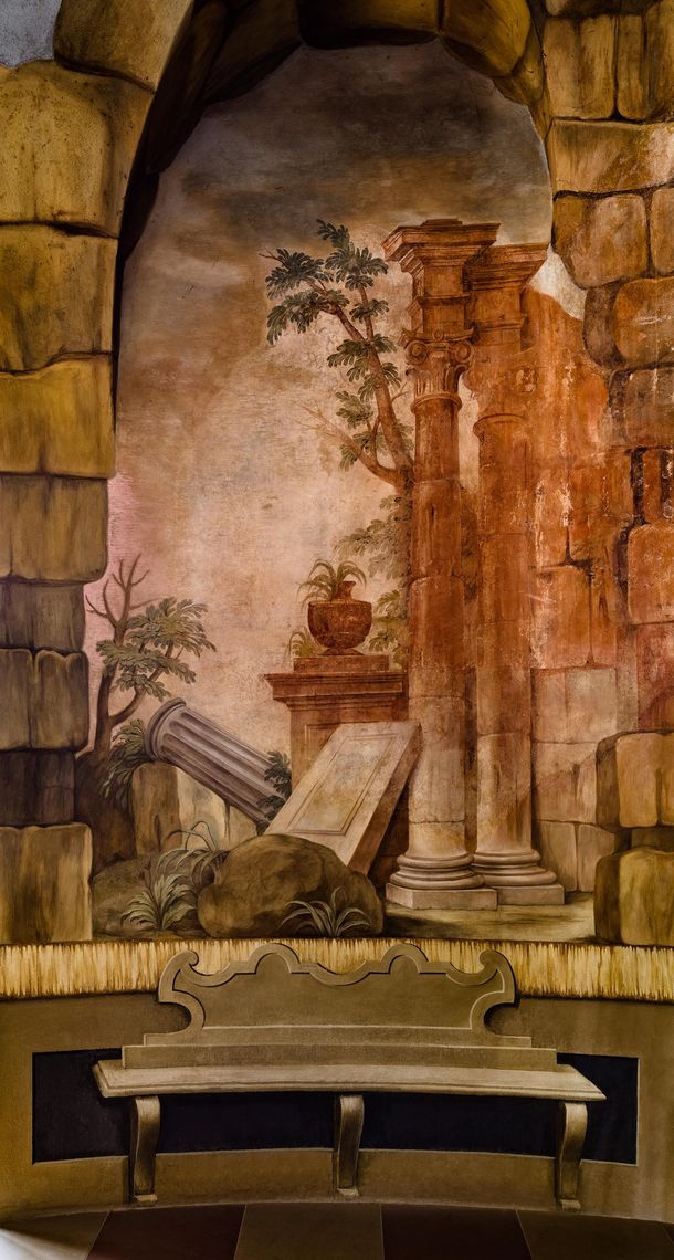 Château de Bruchsal, Peinture en trompe-l'œil d'une grotte