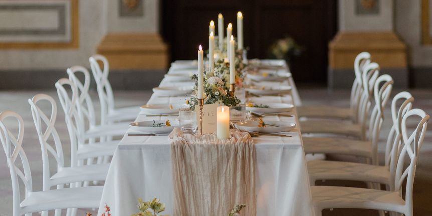 Schloss Bruchsal, Event, Gedeckter Tisch für Feierlichkeit