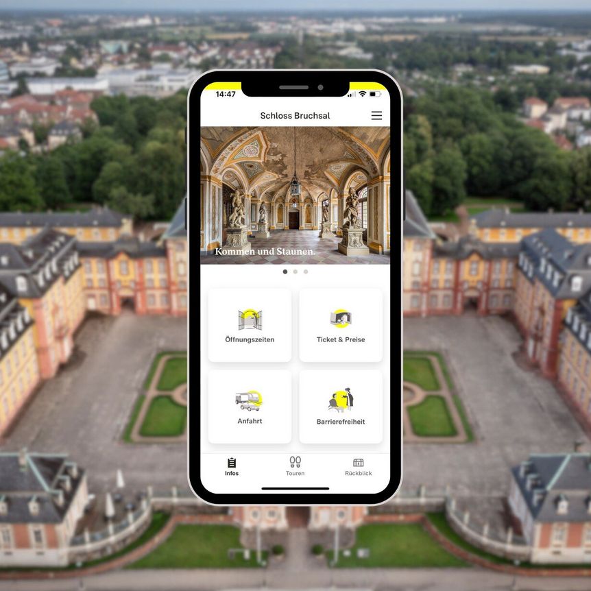 Foto: points Gesellschaft für digitale Informationssysteme mbH Schloss Bruchsal, Startseite Monument BW App