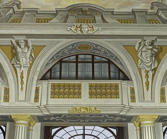 Detail of a wall (servants' floor) in the entrance hall of Bruchsal Palace