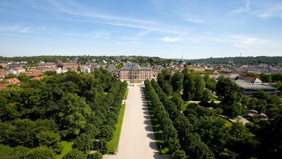 Schloss Bruchsal, Luftaufnahme; Foto: Staatliche Schlösser und Gärten Baden-Württemberg, Achim Mende