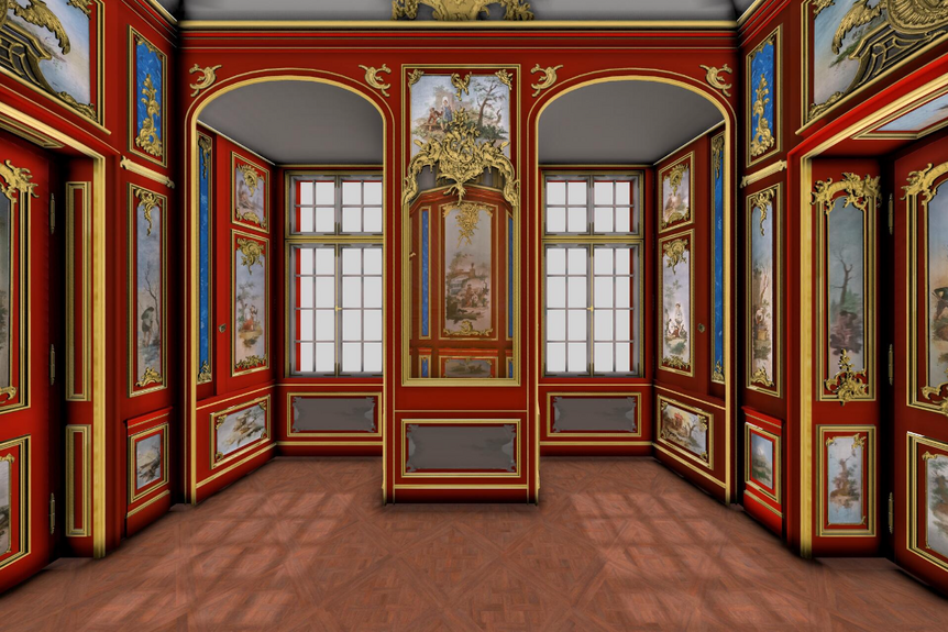 Schloss Bruchsal, App „Monumente 3D“, Watteau-Kabinett, Screenshot