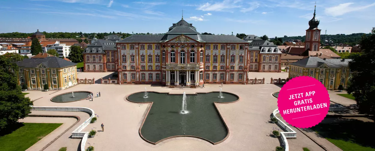 Schloss Bruchsal, Luftansicht Gartenseite