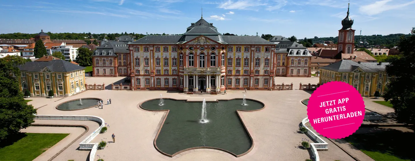 Schloss Bruchsal, Luftansicht Gartenseite